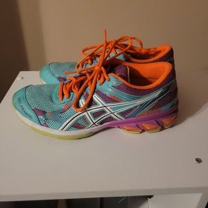 Asics Womens Size 7 Gel Frantic 11 Teal Purple Neon Orange Running Shoes T57BQ